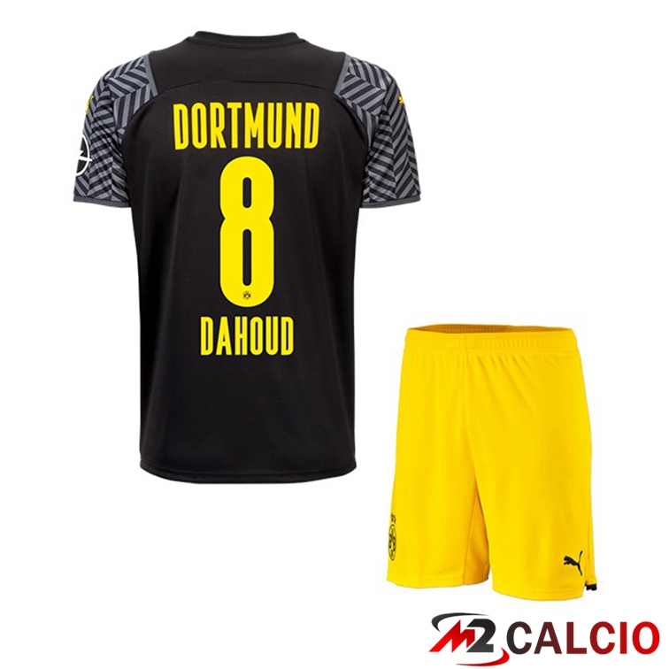 Maglie Calcio Personalizzate,Tute Calcio Squadre,Maglia Nazionale Italiana Calcio | Maglia Dortmund (Dahoud 8) Bambino Seconda Nero 2021/22