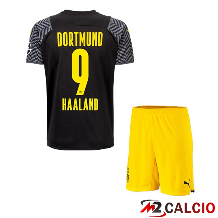 Maglie Calcio Personalizzate,Tute Calcio Squadre,Maglia Nazionale Italiana Calcio | Maglia Dortmund (Haaland 9) Bambino Seconda Nero 2021/22