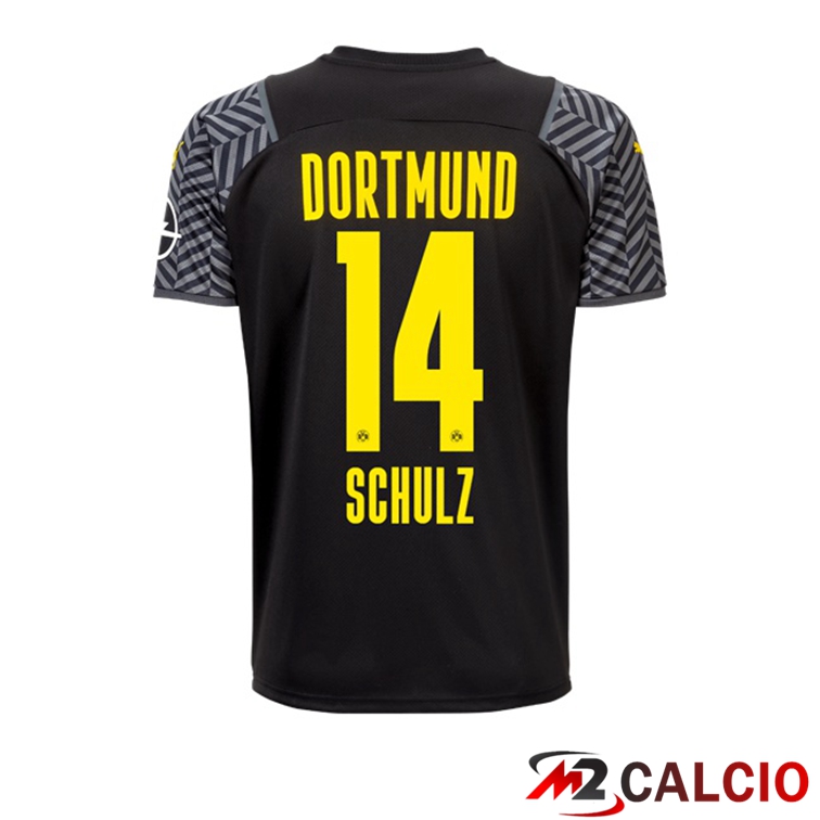Maglie Calcio Personalizzate,Tute Calcio Squadre,Maglia Nazionale Italiana Calcio | Maglia Dortmund (Schulz 14) Donna Seconda Nero 2021/22