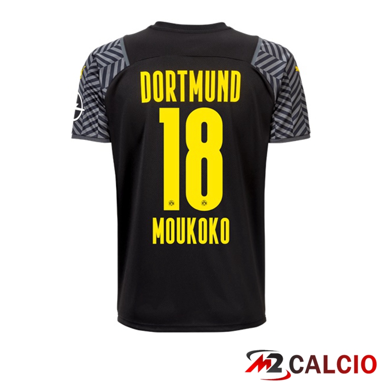 Maglie Calcio Personalizzate,Tute Calcio Squadre,Maglia Nazionale Italiana Calcio | Maglia Dortmund (Moukoko 18) Donna Seconda Nero 2021/22