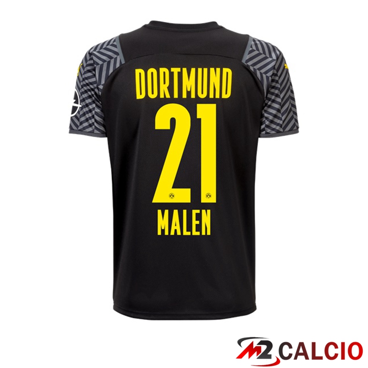 Maglie Calcio Personalizzate,Tute Calcio Squadre,Maglia Nazionale Italiana Calcio | Maglia Dortmund (Malen 21) Donna Seconda Nero 2021/22