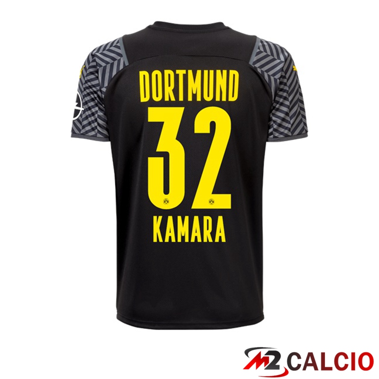 Maglie Calcio Personalizzate,Tute Calcio Squadre,Maglia Nazionale Italiana Calcio | Maglia Dortmund (Kamara 32) Donna Seconda Nero 2021/22