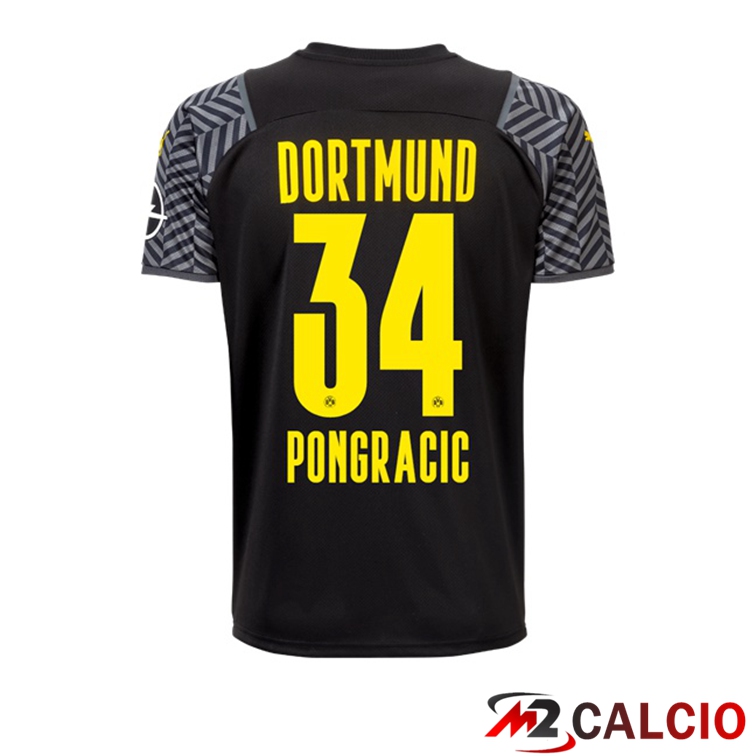 Maglie Calcio Personalizzate,Tute Calcio Squadre,Maglia Nazionale Italiana Calcio | Maglia Dortmund (Pongracic 34) Donna Seconda Nero 2021/22