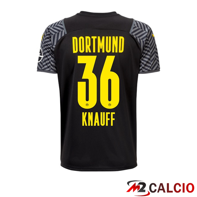 Maglie Calcio Personalizzate,Tute Calcio Squadre,Maglia Nazionale Italiana Calcio | Maglia Dortmund (Knauff 36) Donna Seconda Nero 2021/22