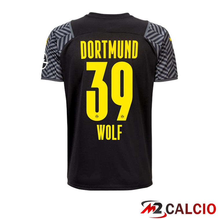 Maglie Calcio Personalizzate,Tute Calcio Squadre,Maglia Nazionale Italiana Calcio | Maglia Dortmund (Wolf 39) Donna Seconda Nero 2021/22