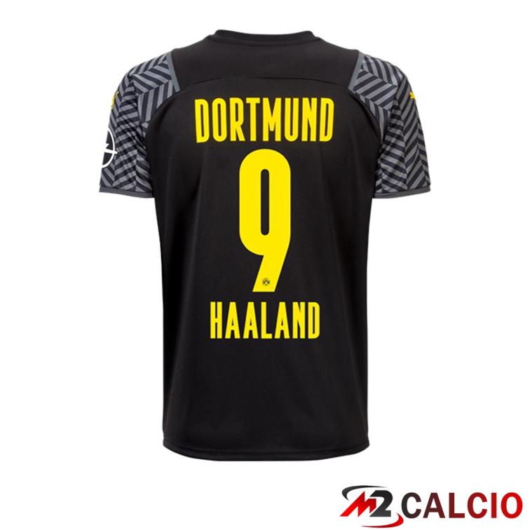 Maglie Calcio Personalizzate,Tute Calcio Squadre,Maglia Nazionale Italiana Calcio | Maglia Dortmund (Haaland 9) Donna Seconda Nero 2021/22