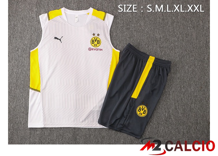 Canotta Calcio Dortmund + Pantaloncini Bianco 2021/2022