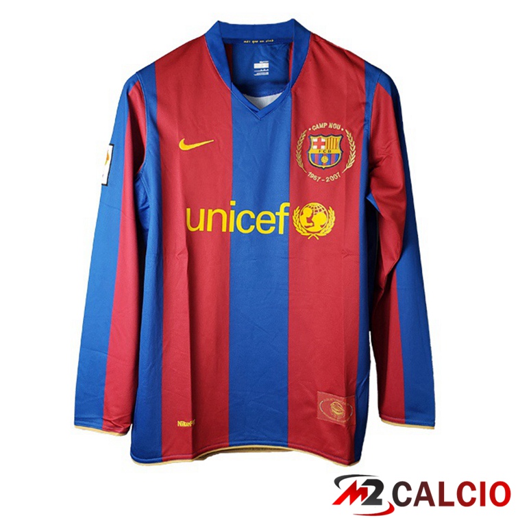 Maglie Calcio Personalizzate,Tute Calcio Squadre,Maglia Nazionale Italiana Calcio | Maglie Calcio FC Barcellona Manica Lunga Retro Prima 2007-2008