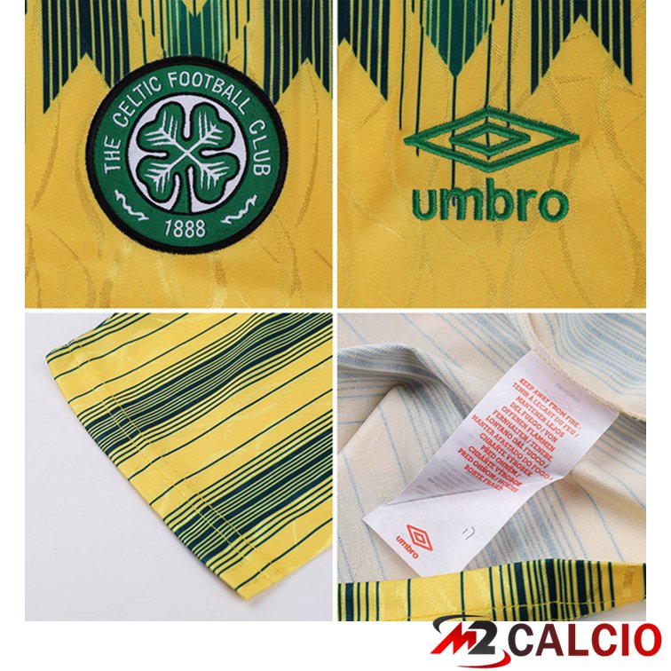 Maglie Calcio Celtic FC Retro Seconda Yellow Retro Giallo 1991-1992