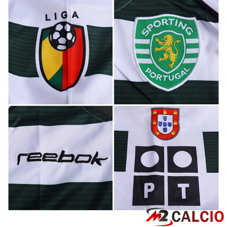 Maglie Calcio Sporting CP Retro Prima Verde Bianco 2001-2003