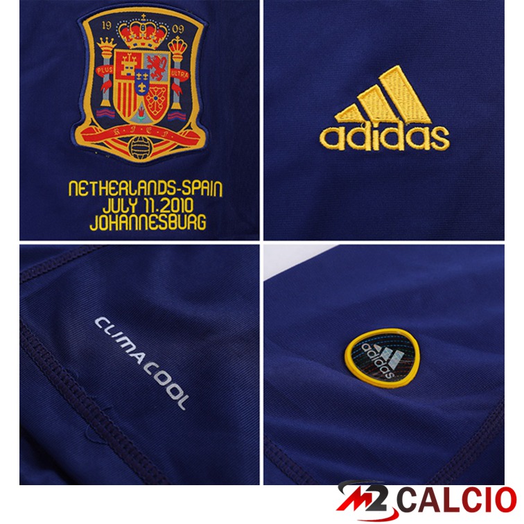 Maglie Calcio Spagna Retro Seconda Manica Lunga Blu 2010