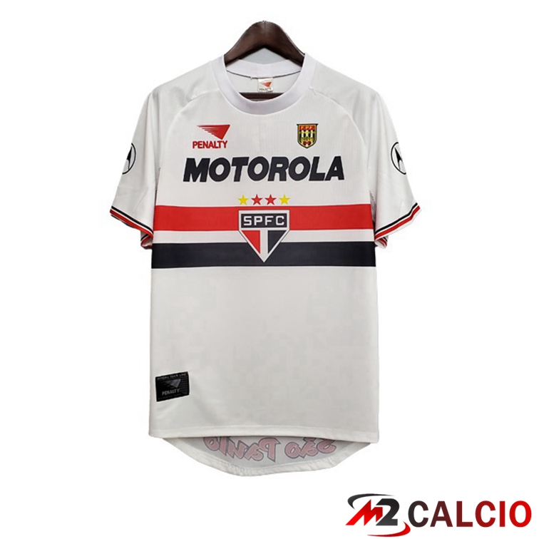 Maglie Calcio Personalizzate,Tute Calcio Squadre,Maglia Nazionale Italiana Calcio | Maglie Calcio Sao Paulo FC Retro Prima Bianco 1999-2000